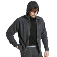 Hoodie Wool Original with full zip grey melange